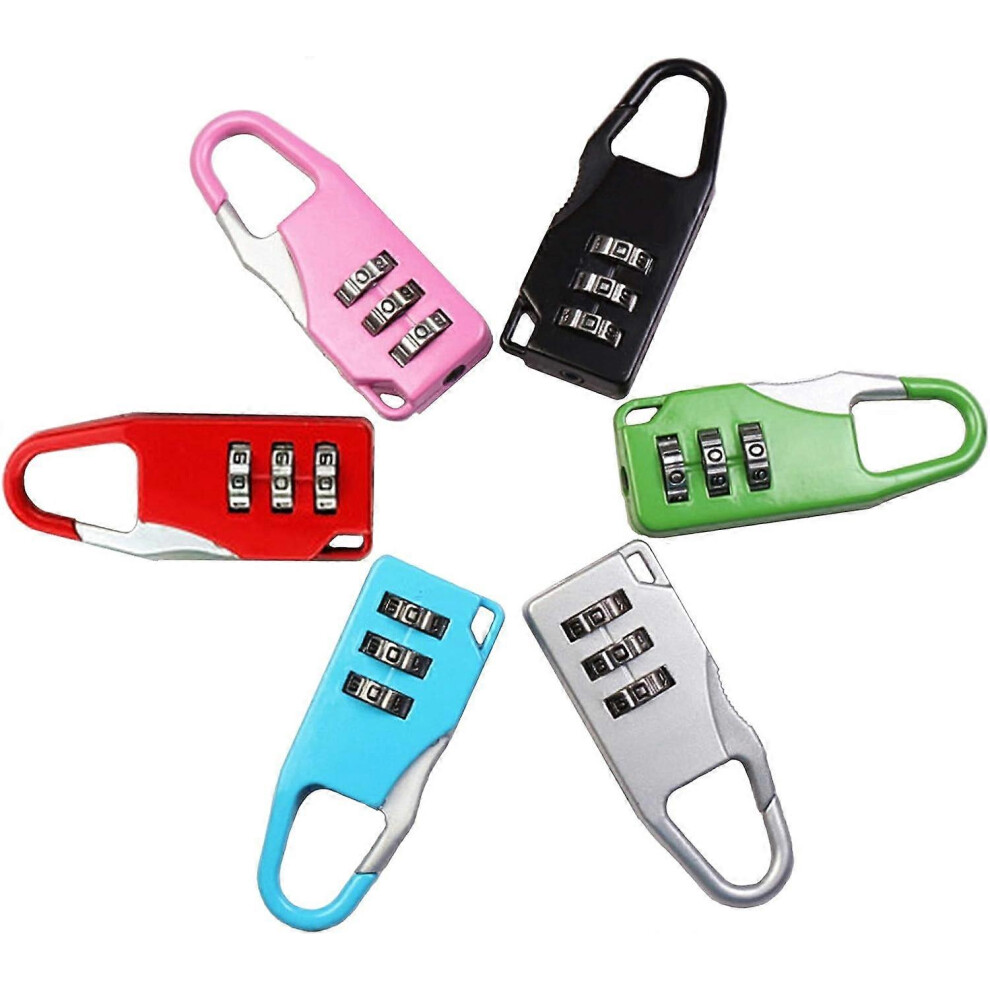 (As Show, One Size) Combination Lock Colorful 6Pcs Mini Resettable Combination Padlocks, Small 3 Digit Code Padlock Anti-Theft Combination Lock Luggag 4704245262419