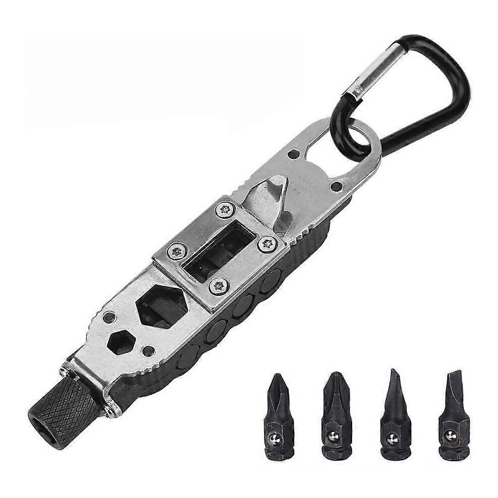 (As Show, One Size) Edc Multi-Tool Adjustable Wrench, Screwdriver, Key Ring, Opener, Mini Survival Tool With Led Light 4704245285050