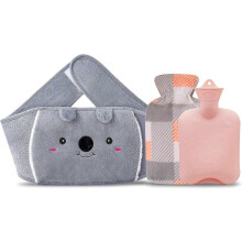 (As show, One size) Rubber Hot Water Bottle with Soft Waist Cover, Hot Water Pouch for Neck and Shoulders, Back, Legs, Waist
