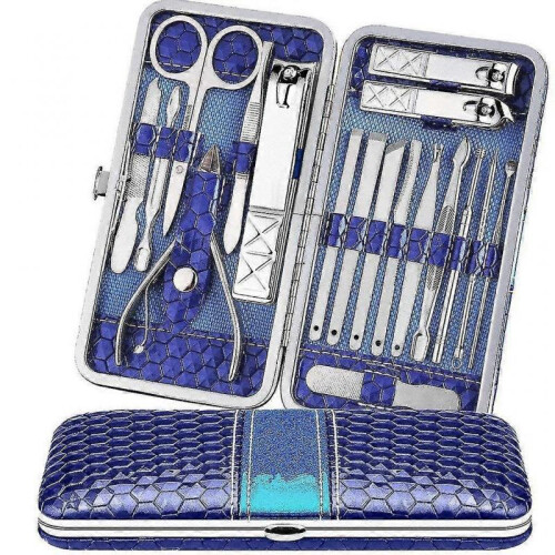 (BLACK) Manicure Set 18pcs Professional Nail Clippers Kit 1