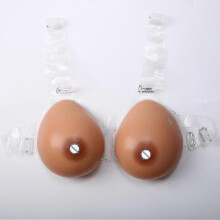 (2XL, deep nued) Silicone Breast Gathered One-piece Cross-dressing Bra Fake Breast Pseudo-m Cross-dressing Breast Milk Bra Fake Breast