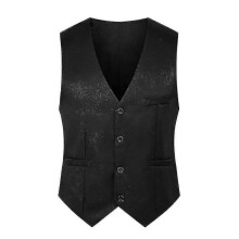 (2XL, Black) Mens Single Breasted Vest Suit Fit Waistcoat Outwear