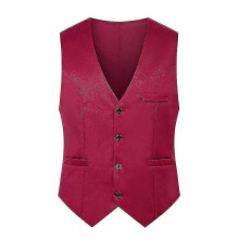 (3XL, Wine Red) Mens Single Breasted Vest Suit Fit Waistcoat Outwear