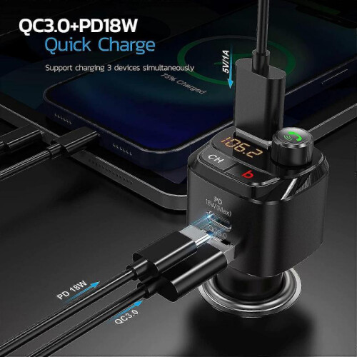 Car Bluetooth 5.0 Fm Transmitter Wireless Bluetooth Radio Adapter /car Kit 1