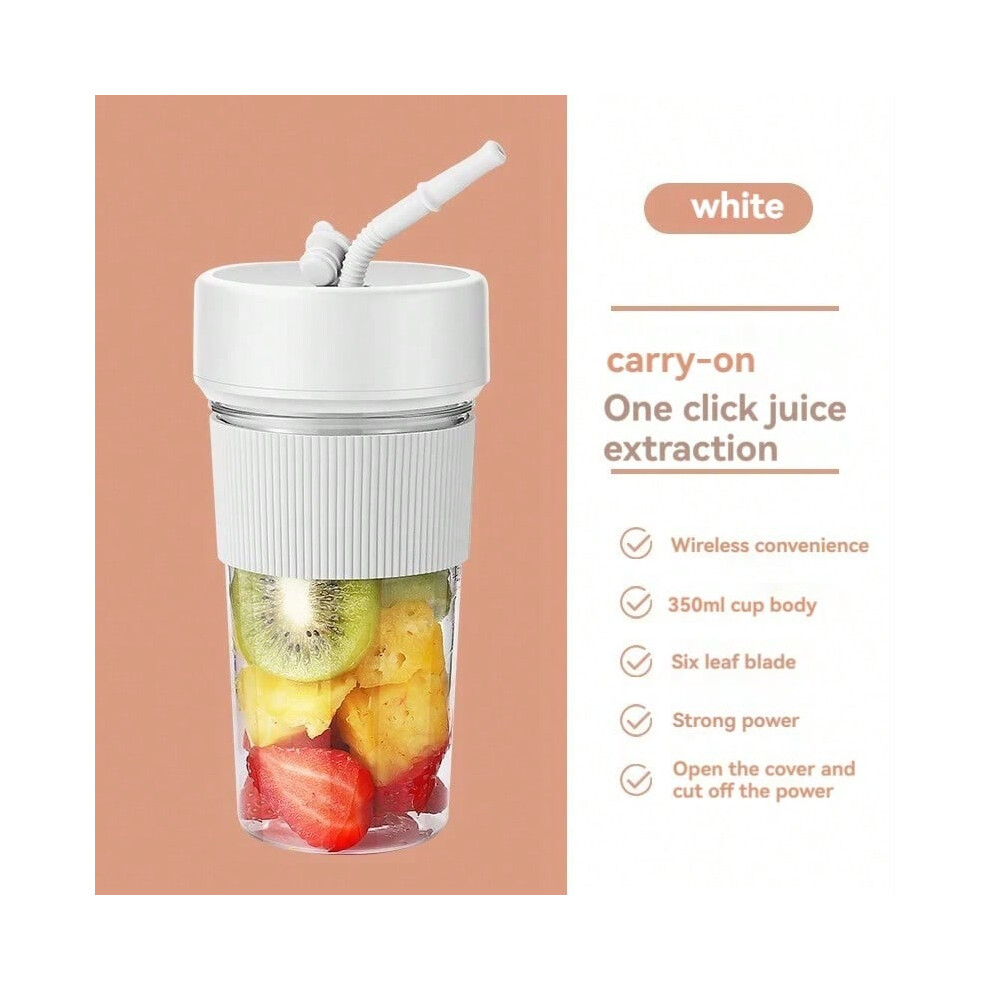 (K1 white) Mini Electric Rechargeable Portable Wireless Juicer cup 6 Blades Fruit Smoothie Blender Puree Mixer-image-OPC-PHNRQ2Z-NEW