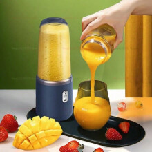 (Blue-Juicer) Multifunction 2 Cups Portable Fruit Juicer Blender 6 Blade Juice Mixer Mini Ice Blender USB Charging Wireless Juice Extractor
