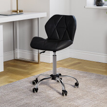 (Black) Geo Ergonomic Faux Leather Office Chair UKFR