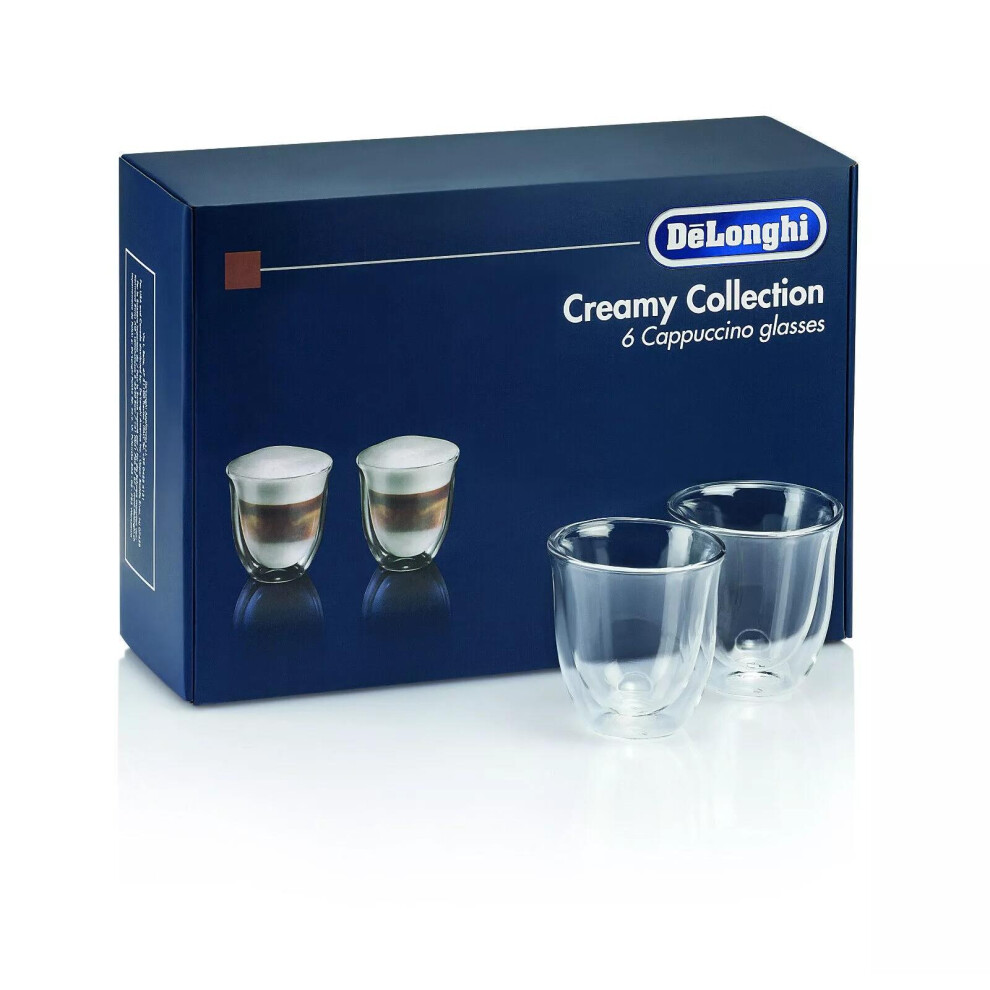 De'longhi Dlsc301 Double Walled Cappuccino Glasses Pack Of 6 Clear