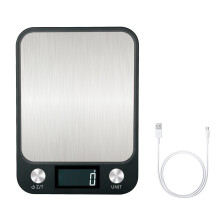 Balance de cuisine numérique avec écran LCD, pour la cuisson et la pâtisserie, graduation précise 1 g/0,1 oz, chargement USB - 10 kg/1 g