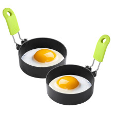 Ensemble de moules à œufs antiadhésifs en acier inoxydable, avec poignée anti-brûlure, pour œufs cuits et muffins