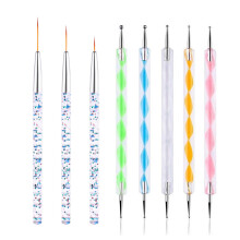 Lot de 8 stylos à pointiller avec pinceaux pour nail art, outils de nail art - Style 4