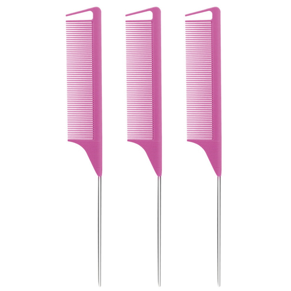 Peignes à queue à 3 pointes, peignes de coiffure pour femmes, peignes de coiffure antistatiques et résistants à la chaleur - Violet