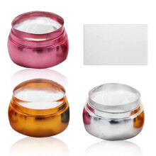 Kit de 3 tampons à ongles style français, tampons souples transparents avec couvercles et grattoir - Style 4