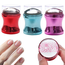 Lot de 3 tampons pour nail art, outil d'estampage transparent, tampons amovibles en silicone avec grattoir - Style 4