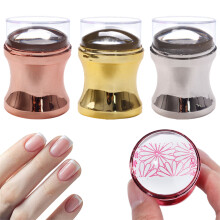 Lot de 3 tampons pour nail art, outil d'estampage transparent, tampons amovibles en silicone avec grattoir - Style 3