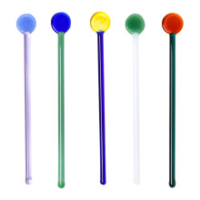 Lot de 5 bâtonnets à lait en verre pour cocktails, agitateurs colorés pour boissons, café, restaurant, maison, bar, style 2