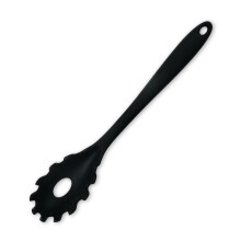 Fourchette à pâtes en silicone – Cuillère à pâtes de qualité alimentaire, sans BPA, cuillère passoire à pâtes – Noire
