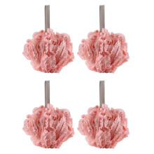 4 grandes boules de bain, boules de fleurs, serviettes de bain pour le dos, boules de bain moussantes durables et non dispersantes - Rose
