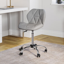(Grey) Geo Ergonomic Faux Leather Office Chair UKFR