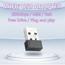 Mini clé WiFi WIFI6 286,8 Mbps 2,4 GHz, récepteur externe sans fil pour PC portable (2 pièces)