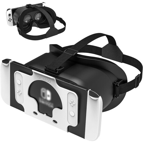 Casque de jeu avec emplacement sécurisé pour Nintendo Switch OLED (blanc et noir)