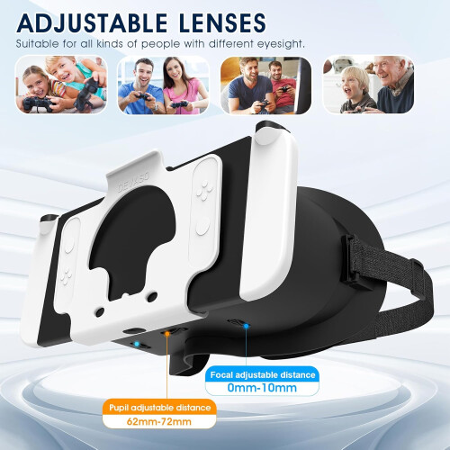 Casque de jeu avec emplacement sécurisé pour Nintendo Switch OLED (blanc et noir) 1