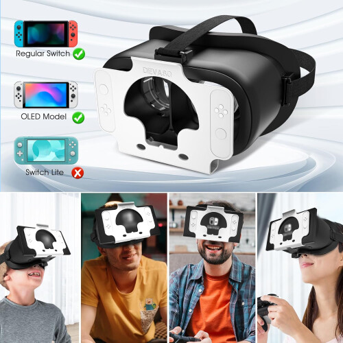 Casque de jeu avec emplacement sécurisé pour Nintendo Switch OLED (blanc et noir) 2