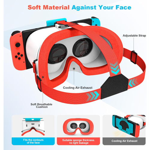 Casque de jeu avec emplacement sécurisé pour Nintendo Switch OLED (blanc bleu) 2