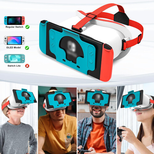 Casque de jeu avec emplacement sécurisé pour Nintendo Switch OLED (blanc bleu) 1