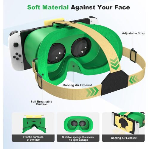 Casque de jeu avec emplacement sécurisé pour Nintendo Switch OLED (jaune-vert) 2