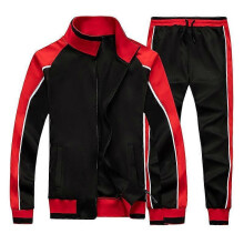 (M, Black) Men Tracksuit Set Casual Full Zip