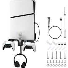 Stabiler Wandhalterungsständerhalterhaken für PS5 Slim-Spielekonsole/Headset/Controller (Schwarz)