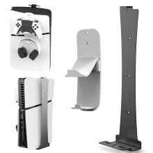 Für PS5 Slim Host-Wandhalterung mit Controller-Headset-Hakenhalter (Schwarz)