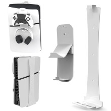 Für PS5 Slim Host-Wandhalterung mit Controller-Headset-Hakenhalter (weiß)