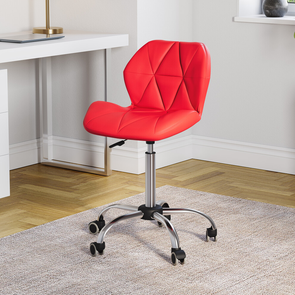 (Red) Geo Ergonomic Faux Leather Office Chair UKFR