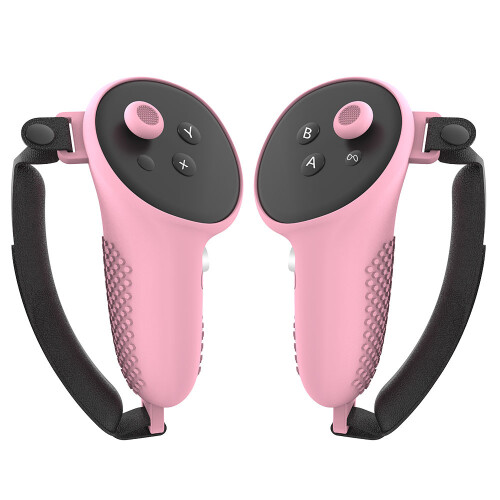 1 Paar rutschfeste Silikon-Controller-Griffabdeckungen für Meta Quest 3 VR (Pink)