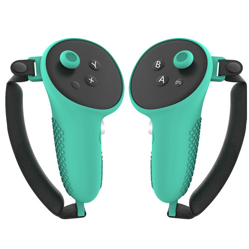 1 Paar rutschfeste Silikon-Controller-Griffabdeckungen für Meta Quest 3 VR (Grün)