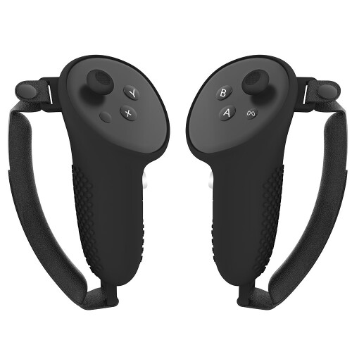 1 Paar rutschfeste Silikon-Controller-Griffabdeckungen für Meta Quest 3 VR (Schwarz)