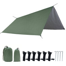 Wasserdichte Campingplane, Zeltunterlage, Rucksackplane für Camping, 300 x 300 cm, Militärgrün
