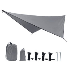 Hängematten-Regenfliege, wasserdicht und leicht, Zeltplane für Camping, Rucksackreisen, Wandern, 360 x 290 cm, Grau