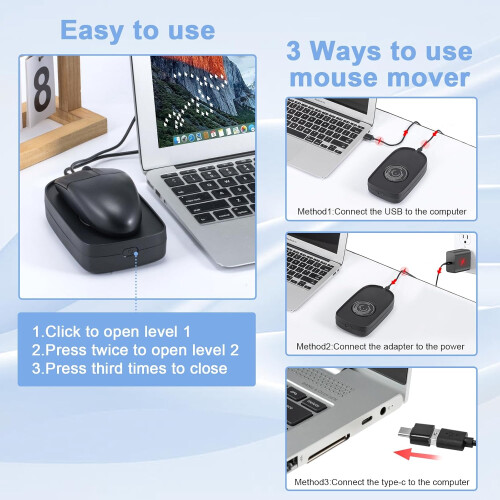 Movedor de ratón ajustable con botón, 5 V, 1 A, para mantener la PC activa 2