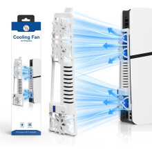 Ventilador de refrigeración silencioso para consola de juegos RGB para PS5 Slim Disc/Edición digital (blanco)