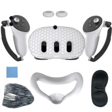 Juego de 7 accesorios con funda protectora de silicona para Meta Quest 3 (blanco)