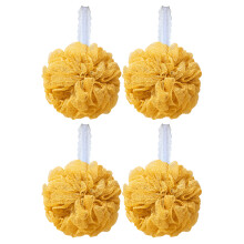 4 bolas de baño grandes no sueltas con forma de flor, bolas de baño de encaje, bolas de baño para masaje de espalda, color naranja