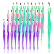30 cuchillos para cutículas de uñas, recortadores de cutículas, empujadores de acero inoxidable con mango de plástico, estilo 4