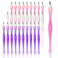 30 cuchillos para cutículas de uñas, recortadores de cutículas, empujadores de acero inoxidable con mango de plástico, estilo 2