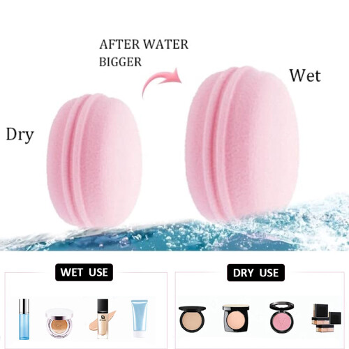Esponjas de maquillaje con forma de macarrón, color caramelo, estilo 2 1