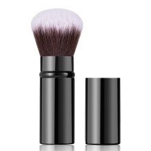 Brocha de maquillaje retráctil, brocha de viaje para rubor con funda, color negro