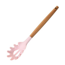 Cuchara para pasta de grado alimenticio, sin BPA, colador de pasta, tenedor de silicona para pasta, color rosa