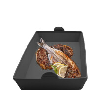 Divisor de silicona para parrilla, divisor con asa, reutilizable para preparar comidas, color negro